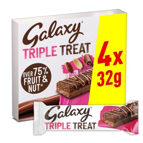 Galaxy Triple Treat Fruit Nut & Chocolate Snack Bar 4X32g