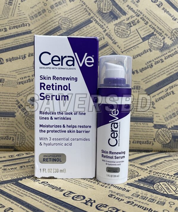 CeraVe Skin Renewing Retinol Face Cream Serum for Fine Lines and Wrinkles New 30ml - Image 3