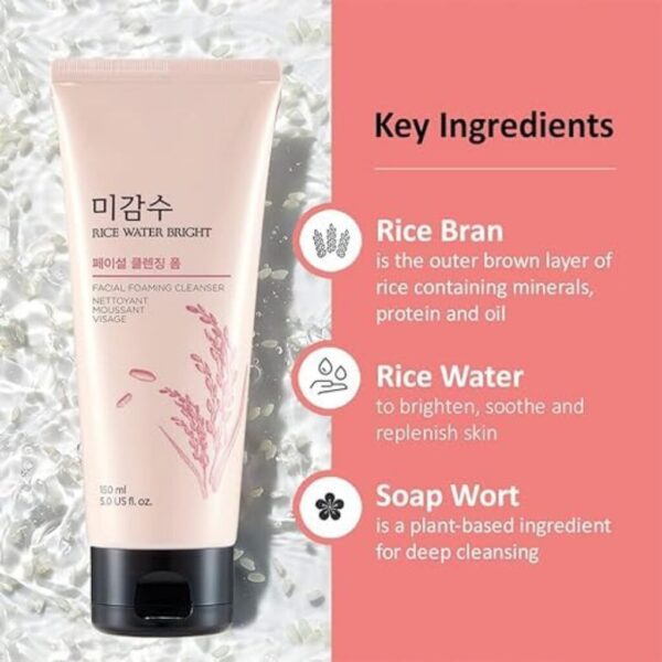 Original Korean Rice Water Bright Cleansing Foam 150ml - Image 2