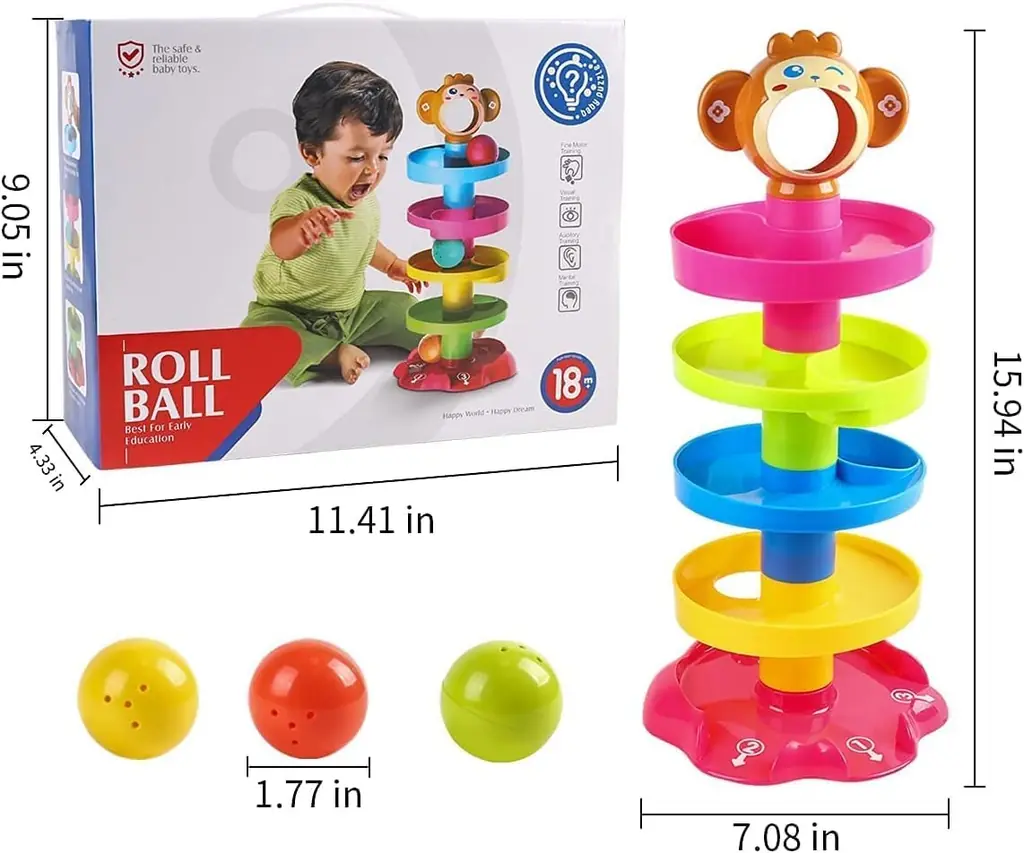 ECVV Ball Drop and Roll Swirling Tower for Baby